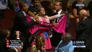 Code Pink Protesters Infiltrate RNC, Wave 'Refugees Welcome' Banner
